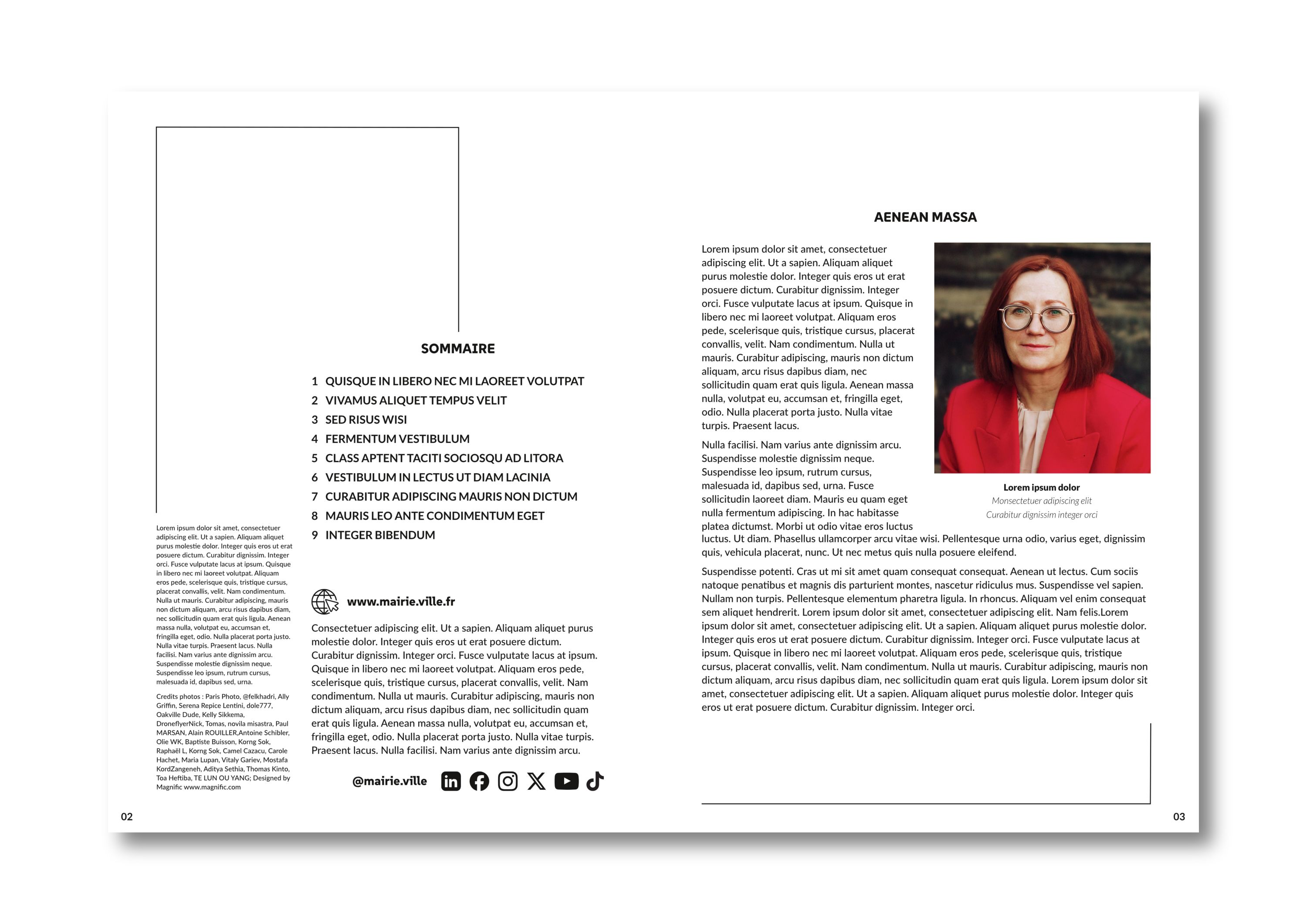 Table of contents spread
